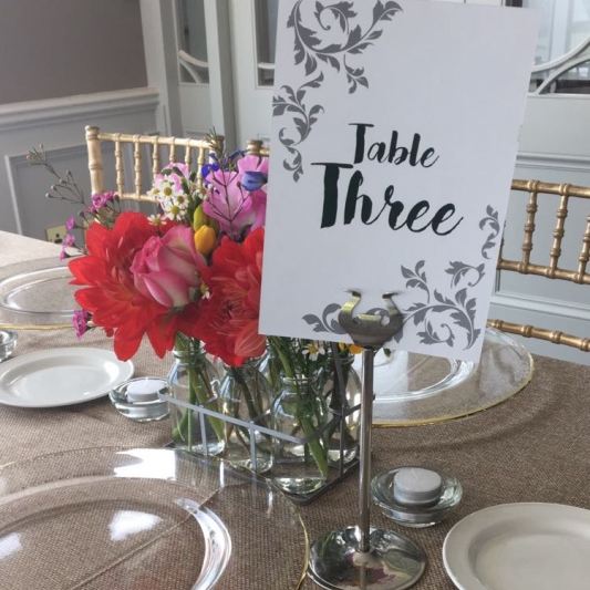 Table Numbers and Centrepieces